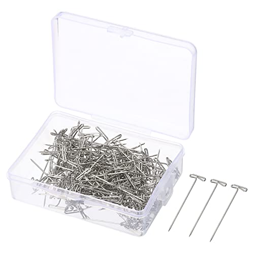 PATIKIL 1.5 Inch T-Pins, 200 Pack Stainless Steel Blocking Pin Needles for Modelling Crafts, Silver - size: 38mm