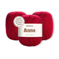 CIRCULO Anne Yarn Pack, 1641 yds for Knitting & Crochet, 3 Balls of 100% Mercerized Brazilian Virgin Cotton, Soft Fingering Weight, Color 3528 Carmine - color: Red (3528 - Carmine), style: 3-Pack