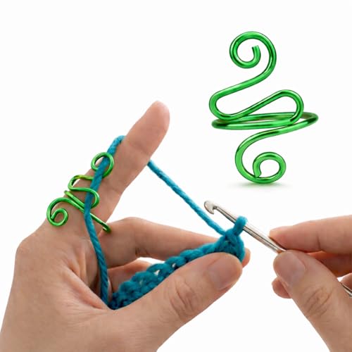 Crochet Tension Ring, Adjustable Crochet Ring for Finger, Works to Loop Yarn, Crochet Accessories, Crochet Supplies, Crochet Hooks, Gift, Resizeable, 1 Count (Green) - color: Green