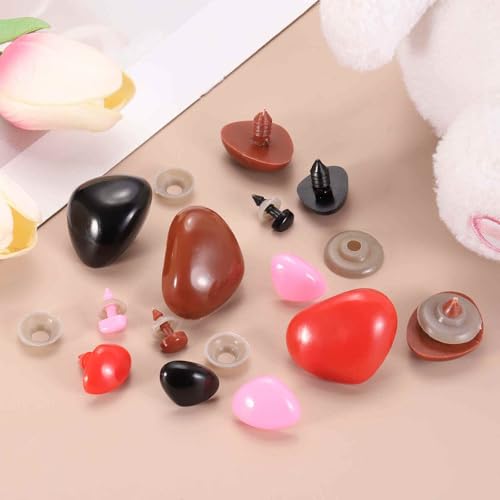 MECCANIXITY 100set 15mm Large Plastic Triangle Safety Noses Black with Washer for Crochet Stuffed Animal Doll Craft Puppet Plush Toy Bear - color: Black, size: 15mm