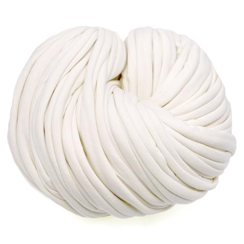 Bobilon Giant Chunky Cotton Yarn 3.3 lbs, Arm Knitting - Ice-Cream | 100% cotton giant yarn for arm knitting; great for chunky blankets, pet beds, rugs and baskets; new fabric, not recycled - color: Ice-Cream