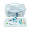 ArtBin 6918AH Twin Top 17 inch Supply Box, Portable Art & Craft Supply Organizer with Handle, [1] Plastic Storage Case, Translucent