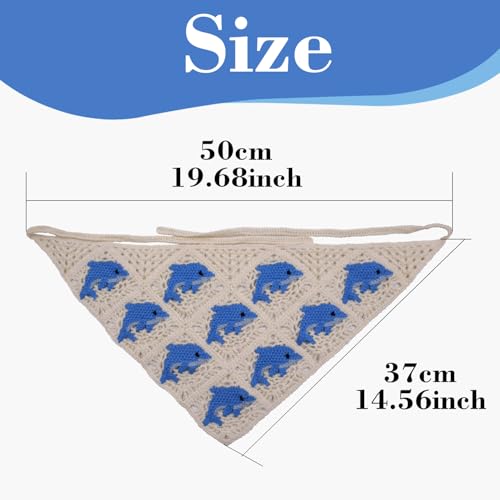 Crochet Triangle Hairband Summer,whale Design Head Scarf for Girls,Knitted Headband Headscarf for Women,Crochet Hair Bandana Kit - color: whale