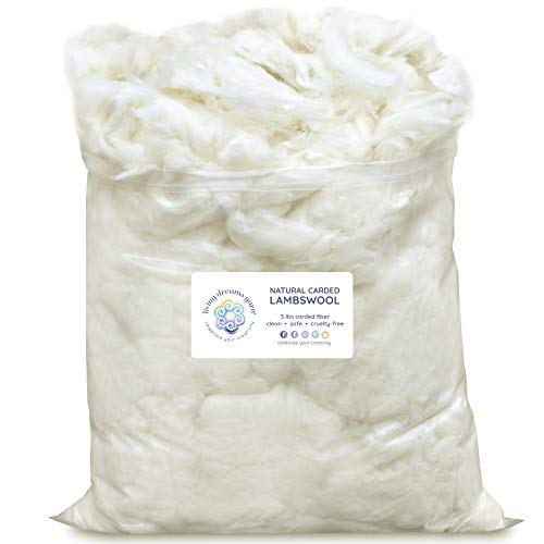 Lambswool Natural White Clean Fluffy Classic Fiber for Toy Stuffing & Filling, 5LB - size: 5 LB