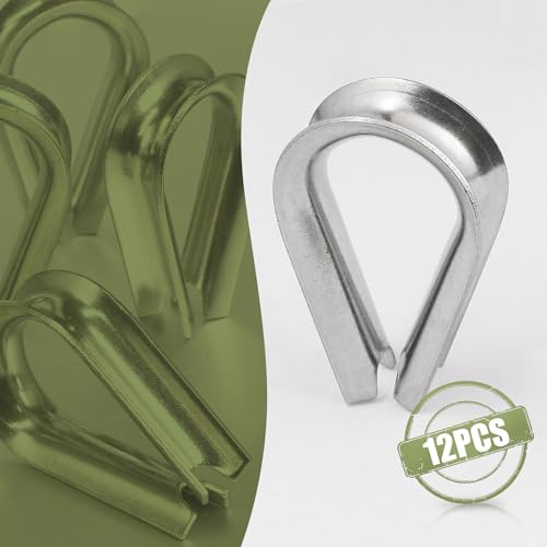 M8 Wire Rope Thimble, 304 Stainless Steel Thimble for 9/32-5/16 Inch Diameter Wire Rope, 12 Pieces - size: M8