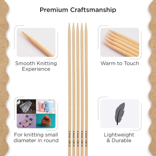 Knitter’s Pride Bamboo Luxe Double-Point Needle 8""(20cm) - US 1.5(2.5mm) - size: 2.50mm