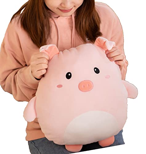 Soft Flat Pig Plush Hugging Pillow Cute Pink Pig Stuffed Animal Piggy Plushies Toys Kids Piglet Anime Cushion for Birthday, Valentine's Day, Christmas...16.5 Inch - color: Peach, size: 16.5 Inch