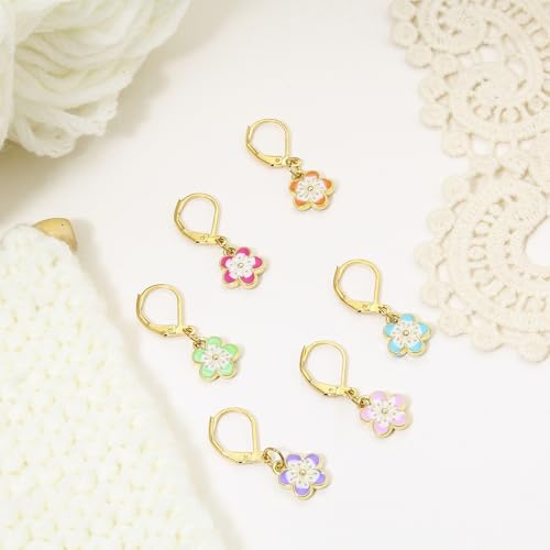 DoreenBeads Stitch Markers for Crocheting and Knitting | Alloy Enamel Crochet Marker Crochet Gifts for Knitting Weaving Sewing Accessories Quilting Jewelry Making - color: Cherry Blossom in Gold