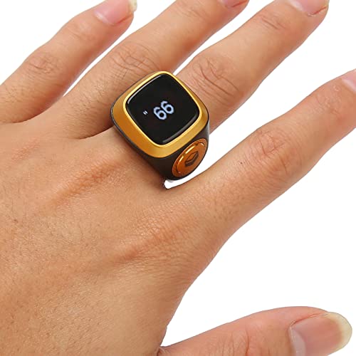 Digital Tally Counter Ring, 20mm, Black | Smart Counter with Vibration Reminder & Mini LCD Screen, Resettable, for Muslim Azan Alarm Clock