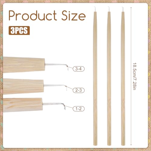 3 Pieces Wig Ventilating Needle, Professional Lace Wig Ventilating Needle Kit, 3 Sizes Wooden Handle Hook Needles for Wig Making, Repairing, Weaving, and Hair Extensions