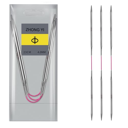 Soosui 4.0mm Circular Knitting Needles US6 |3-Pack 9-inch (23cm) Double-Pointed Flexible Circular Needles, 3cm Cable, Durable and Smooth for Sweaters, Socks, Hats, and Other DIY Knitting Projects. - size: 4.0mm/US6