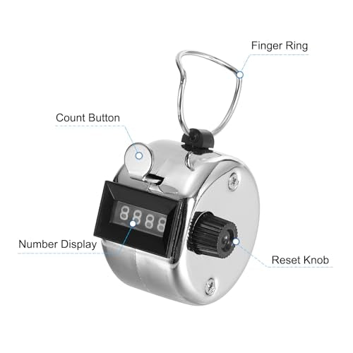 PATIKIL Clicker Counter, Handheld Tally Counter Mechanical Click Pitch Counter for Coaching Knitting, Golf, Lap, Fishing - color: Silver