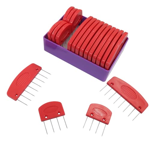 Verkelly 20 Pcs Knit Blocking Pins Combs Set, Red | Knit Blockers, Essential Blocking Tools, For Knitting, Crochet, Lace, Needlework Projects - color: Red