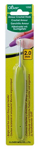 Clover CL1050 Amour Crochet Hook: 2.0mm, Metal, 2mm, Green - size: 2.00 mm