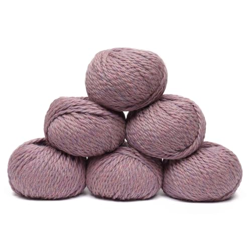 100% Baby Alpaca Yarn 6 Skeins 300g Bulky Weight Knitting Crochet H. Lilac | Made in Peru with natural warmth and softness featuring 324yd of premium fiber ideal for scarves shawls sweaters and more - color: Heather Lilac, size: Bulky - 6 Skeins