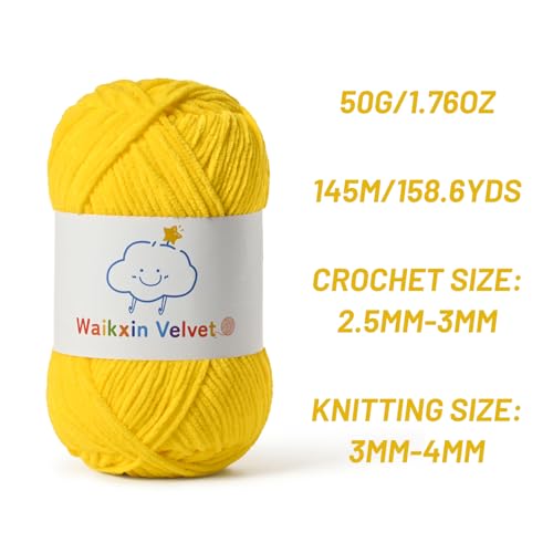 2 Pack Fluffy Chenille Yarn for Crocheting, Baby Yarn for Crocheting Soft, 100g/3.5oz Velvet Amigurumi Yarn, Fingering Weight Yarns for Crocheting Baby Blankets、DIY Craft.(2 Golden Yellow) - color: 2 Golden Yellow