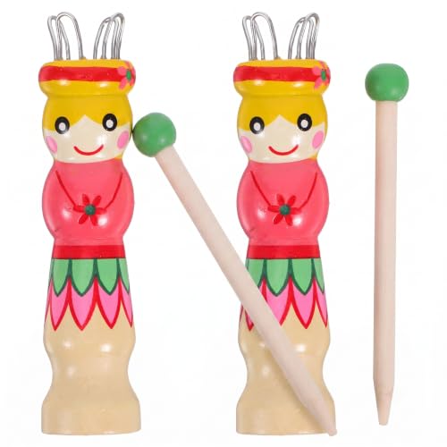 ARTIBETTER Wooden French Knitter Hand-Painted Spool & Needle 2 Sets | Wood Craft for Home, Easy Yarn Weaving Fixes Boredom - Kids Kit Makes Cord Quickly