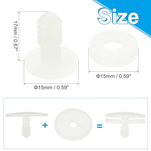 PATIKIL 15mm Doll Joints, 20 Set Plastic Removable Animal Joints Connector Engage Bolt for Bear Limbs Making Head Joints DIY Crafts Accessories, White - size: 15mm