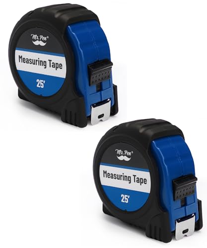 Mr. Pen- Retractable Tape Measure 25 ft, 2 Pack, Dark Blue, Easy Read | Steel Retractable Measuring Tape with Fractions, Ideal for Construction & DIY Projects - color: Dark Blue, size: 2 pcs