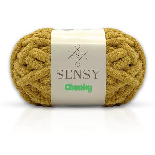 S Sensy Chunky Gauge #7 Jumbo - Polyester Blanket Yarn Mustard 28 Yards 7oz - color: Mustard, size: 1 Skein