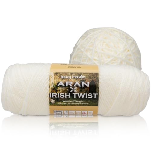 Mary Maxim Aran Yarn Irish Twist, Worsted Weight Acrylic Yarn, 205 Yards | Aran Yarn, 4 Medium Worsted Weight, 100% Acrylic, Knitting and Crochet Yarn, Clothing Blankets and Afghans, Multipurpose - color: IRISH TWIST YARN