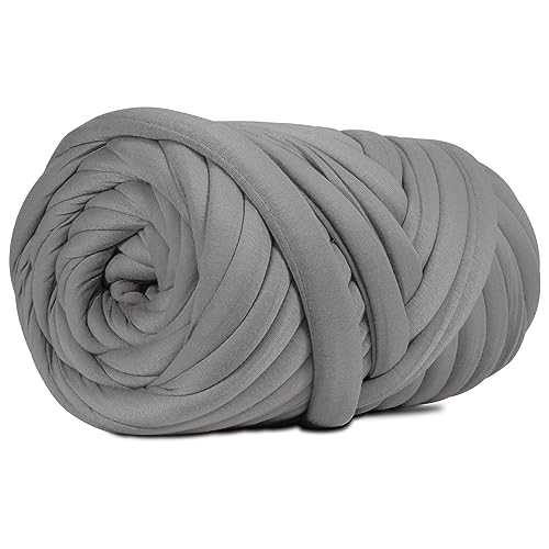 DIY, 2.2 LBS of Soft Polyester Bulky Yarn for Hand Knitting Blanket, Pillow, Handbag, Grey, 41.5 Yards, Arm Knitting Yarn for Chunky Braided Knot Throw Blanket, Weave Craft Crochet - color: Grey (Polyester)