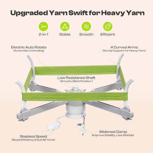 Caydo Electric Yarn Swift Y1 Pro, Umbrella Holder for Skeins, Two Functions | Automatic Sweater Unraveling Machine for Used Yarn Recycling, Premium ABS Plastic Design, Ideal Helper for Knitting Lovers - color: Swift Gray White