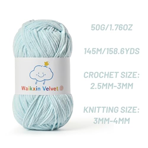3 Pack Fluffy Chenille Yarn for Crocheting，Baby Yarn for Crocheting Soft，150g/5.28oz Velvet Amigurumi Yarn ，Fingering Weight Yarns for Crocheting Baby Blankets、DIY Craft.(3 Baby Blue) - color: 3 Baby Blue
