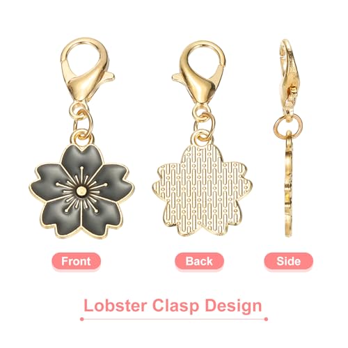 PATIKIL Flower Crochet Stitch Markers, Knitting Cherry Blossom Charm Marker for DIY Craft - color: Black