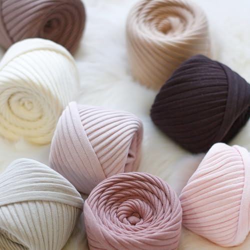 Bobilon T-Shirt Yarn 7-9 mm, Cotton Crochet & Macrame - Nude | 100% cotton t shirt yarn for crocheting, knitting & macrame; great for bags & baskets; new fabric, not recycled; 109 yds - color: Nude