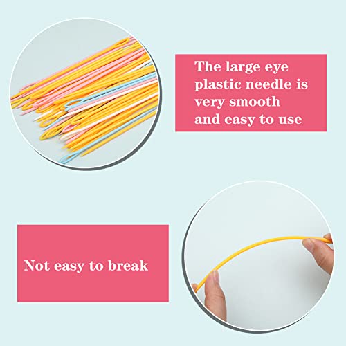Lunarm Plastic Needles 50pcs Yarn Needles Plastic Large Eye 5.91inch/15cm | Embroidery Sewing Needles Easy Thread, Fine Motor Skills, Yarn Craft DIY Sewing, Handmade Weaving Crocheting Knitting - size: 5.91 inches