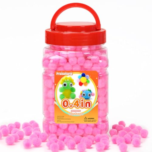 Praisebank Pink Pom Poms, 1cm/0.4inch, Pompom Balls for Arts & Crafts, Soft and Fluffy Craft Pompoms, Party & Festival Decorations, 1000pcs . - size: 0.4inch/1cm, style: Pink