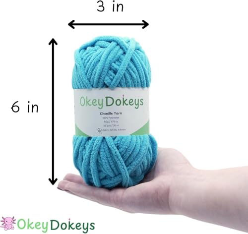 Okeydokeys Super Bulky Chenille Yarn Size 6, 3-Pack,150g/114y, Thick Fluffy Yarn for Crocheting Baby Blankets, Amigurumi. Cherry Slush Red #18 - color: Cherry Slush Red #18, size: 3-Pack ($5.00/skein)