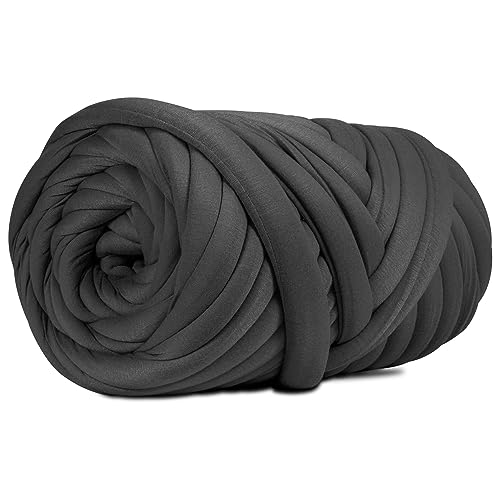 DIY, 2.2 LBS of Soft Polyester Bulky Yarn for Hand Knitting Blanket, Pillow, Handbag, Dark Grey, 41.5 Yards, Arm Knitting Yarn for Chunky Braided Knot Throw Blanket, Weave Craft Crochet - color: Dark Grey (Polyester)