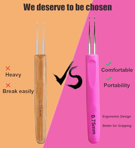 Weabetfu Dreadlocks Crochet Hooks with Ergonomic Handle,Dreadlock Needle Tool for Craft,Dreadlock Crochet Hook for Hair 0.5mm 1 Hook - size: 1 Hook 0.5mm