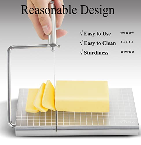 Cheese Slicer & Cheese Cutter, Stainless Steel for Block Cheese | 10 Replacement-wires, For Block Cheese, Metal Cutting Board, Kitchen Gadgets Gift Set, For Cheese Butter