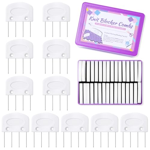 32 Pcs Kniting Blocking Combs, Knit Blockers Combs for Blocking | Knitting Blocking Pins, Knit Blocking Combs for Blocking Knitting, Crochet Sewing Lace or Needlework Projects Tools Device