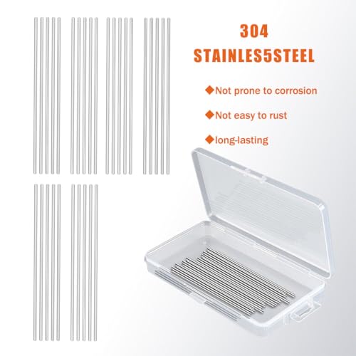 30 Pcs 3mm X130mm Stainless Steel Rod Pins for Wooden Crochet Blocking Board, Knitting & Crochet Supplies Kit, Each Pin 5.1" Long with Box for Blocking Mats Granny Squares Projects