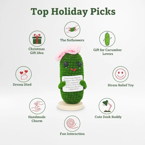Emotional Support Positive Encouraing Pickle Knitted Crochet Plush Gifts | Handmade Crochet Pickle Love Gifts for Girlfriend Wife Friend Her Mother Day Thanksgiving Christmas - style: pickle 11