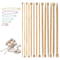 DIHUHAY 7-Pair Bamboo Knitting Needle Set - Natural Long Wooden Knitting Needles, Suitable for Beginners and Professionals to Knit Sweaters, Scarves, Shawls, Blankets, and Hats