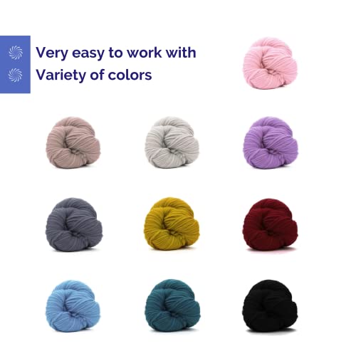 Revolution Fibers | Premium Super Bulky Merino Yarn | 100-Grams of 100% Wool Yarn Chunky Weight, Thick Wool Yarn for Knitting, Crochet, Baby Blanket, Dyed, Felting, Weaving, Lightening White - color: Lightening (White)