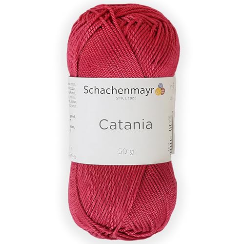1 Skein/Pack Schachenmayr (SMC) Catania Originals Yarn, Each Ball 1.76 Oz (50gr) / 136 Yards (125 m), 100% Mercerized Cotton for Knitting and Crochet Yarn, Sport Weight, 258 - Strawberry - color: 258 - Strawberry