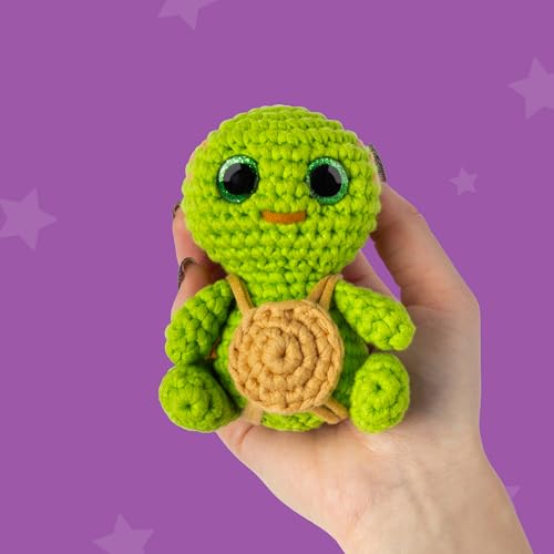Cookie Box Crochet Kit for Beginners, Turtle Hugo | All Materials Included, Step-by-Step Video Tutorials, PDF Patterns, Easy DIY Craft, Amigurumi and Knitting Gift Set - color: Green