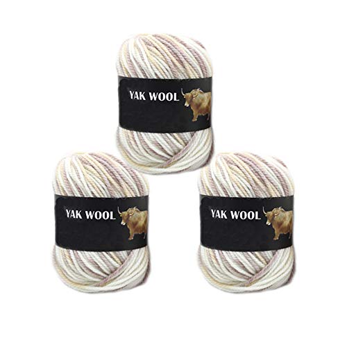 3 Balls Thick Yak Wool Yarn, Soft Cashmere Thread Knitting Worsted Blended Crochet Yarn for DIY Sweater Scarf Gloves 300g (Segmental 2) - color: Segmental 2