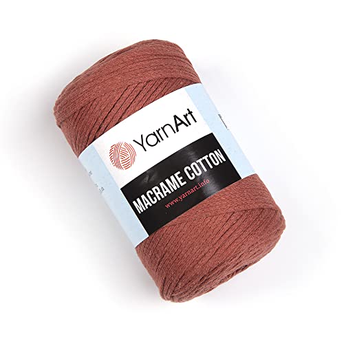 YarnArt Macrame Cotton – 80% Cotton, 20% Polyamide Macrame Cord, Medium Weight, 8.8 oz (250g), 246 yds – Knitting, Crochet & Unique Macrame Crafts - Terracotta - color: 785-terracotta