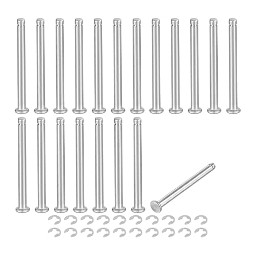 uxcell 20Set M4x45mm 304 Stainless Steel Cylindrical Shaft Snap Ring Locating Pin, Flat Head Grooved Hinge Cylinder Position Pin with E Clip Retaining Ring, Silver - size: M4x45mm