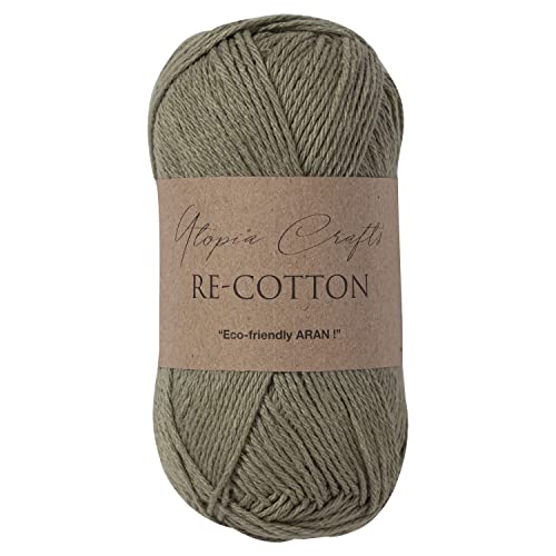Re-Cotton Knitting Yarn 3X 100g / 3.52oz (Olive Haze, 3 Pack) - color: Olive Haze
