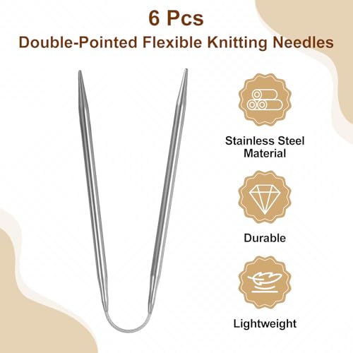 uxcell 6Pcs Size US 8 (5mm) Double-Pointed Flexible Knitting Needles 9 Inch(23mm) Stainless Steel Needle for Handmade Projects DIY Knitting - size: Size US 8 (5mm)