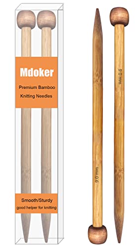 Mdoker Bamboo Knitting Needle Straight Single Pointed Sweater Knitting Needles 10-inch Length for Handmade DIY Knitting Projects,Size US 13(9mm) - size: US-13-(9mm)