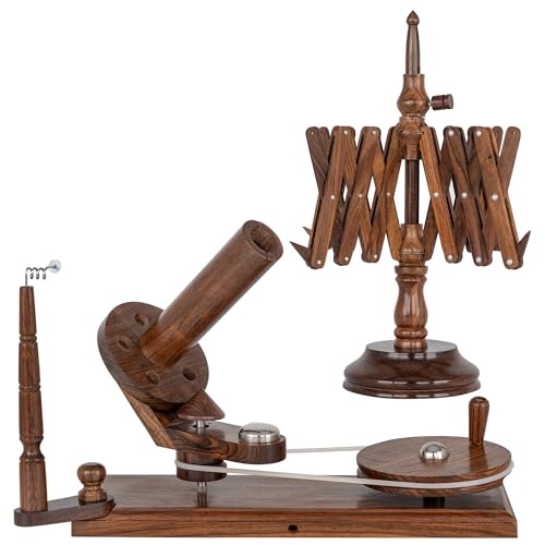 Handcrafted Jumbo Yarn Winder for Crocheting Set - Yarn Ball Winder Large Capacity with Anti-Slip Foam Base, Perfect Yarn Winder and Swift for All Yarn Types - Rosewood (Winder + Swift) - color: Rosewood (Winder + Swift)